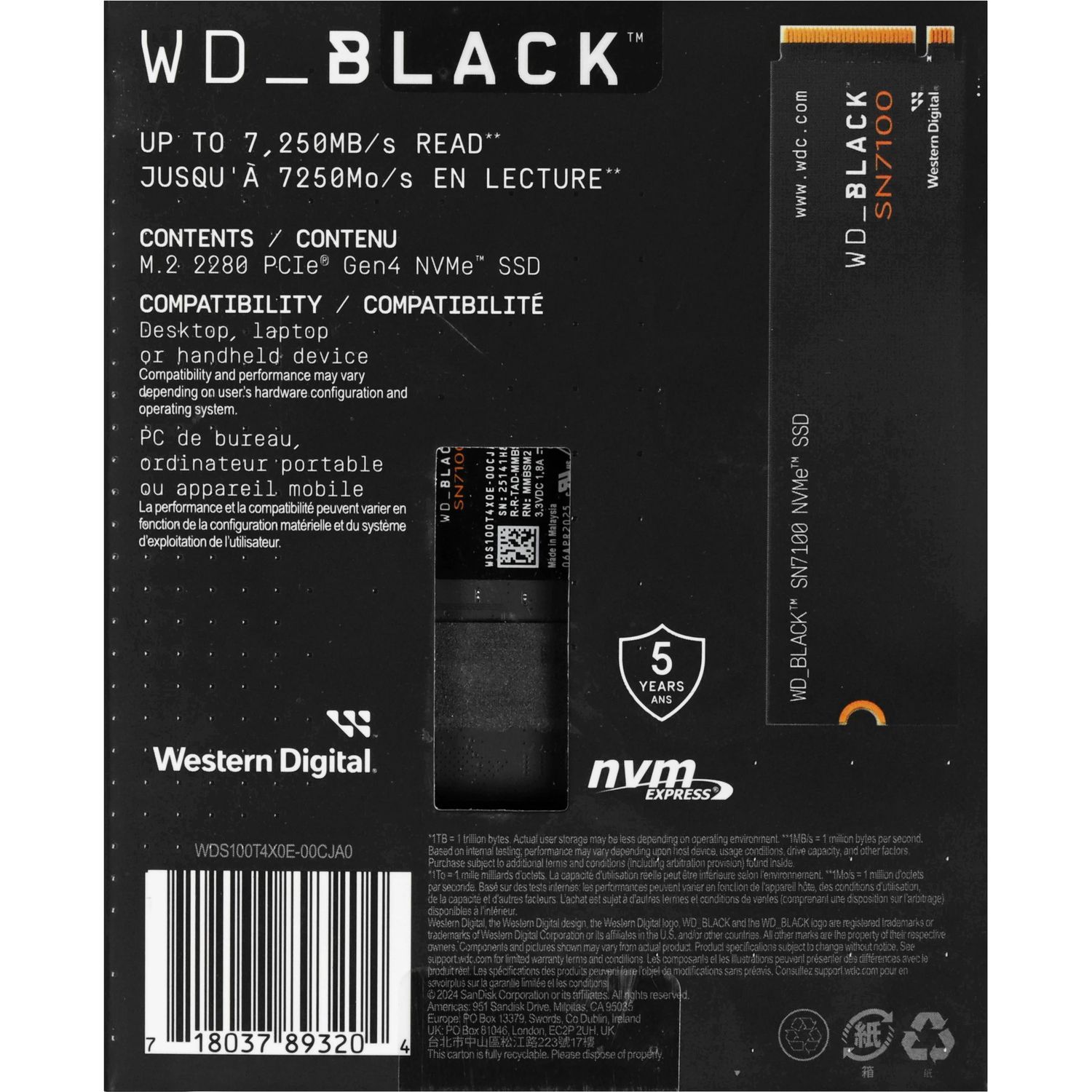 Твердотельные накопители WD Black SN7100 (WDS100T4X0E)